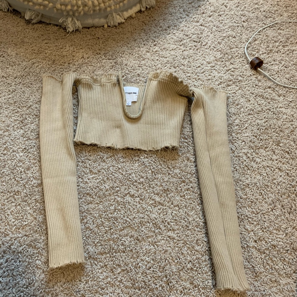 Nude off the shoulder crop top